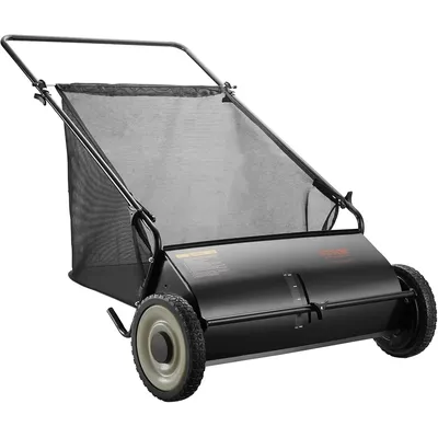 Push Lawn Sweeper, 26 Inch Leaf & Grass Collector, Strong Rubber Wheels & Heavy Duty Thickened Steel