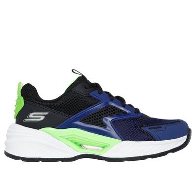 Skechers Boy's Techno-Drift Sneaker | Size 5.5 | Navy/Blk/Lime | Synthetic/Textile | Machine Washable