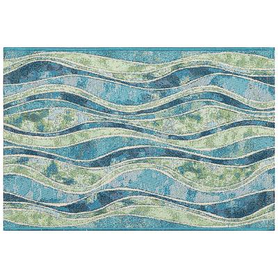 Ocean Waves Washable Door Mat - Green, 24