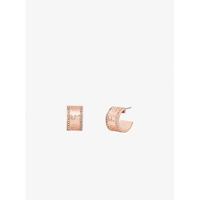 Michael Kors Pavé Logo Huggie Hoop Earrings Rose Gold One Size