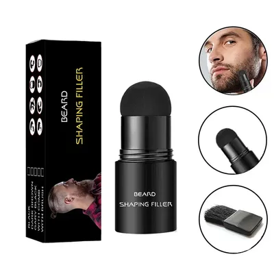 Waterproof Beard Filling Stick Repair Shaping Pen with Brush Fuller Filler Moustache Enhancer Beard Powder for Men