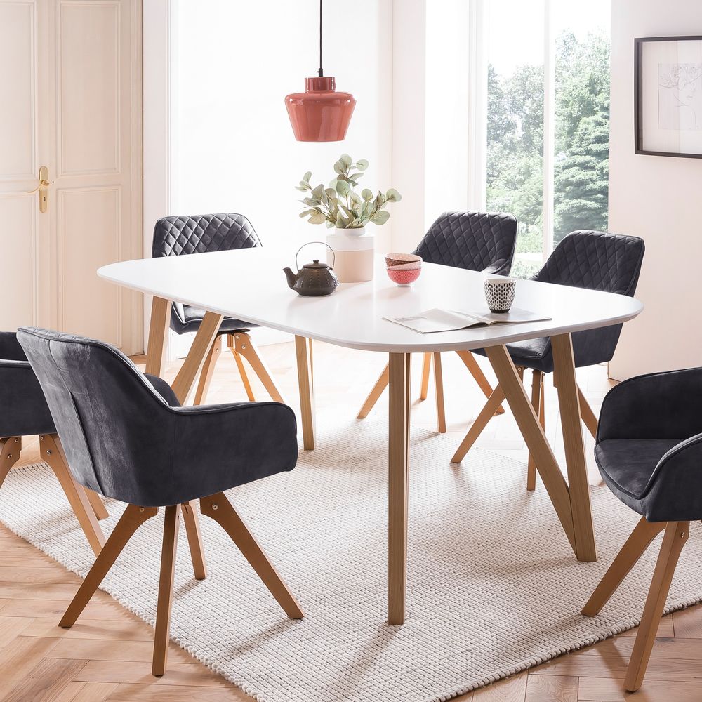 SalesFever »Aino-Mercur« Esszimmergruppe 5-teilig schwarz/weiß Esstisch 180x90 cm