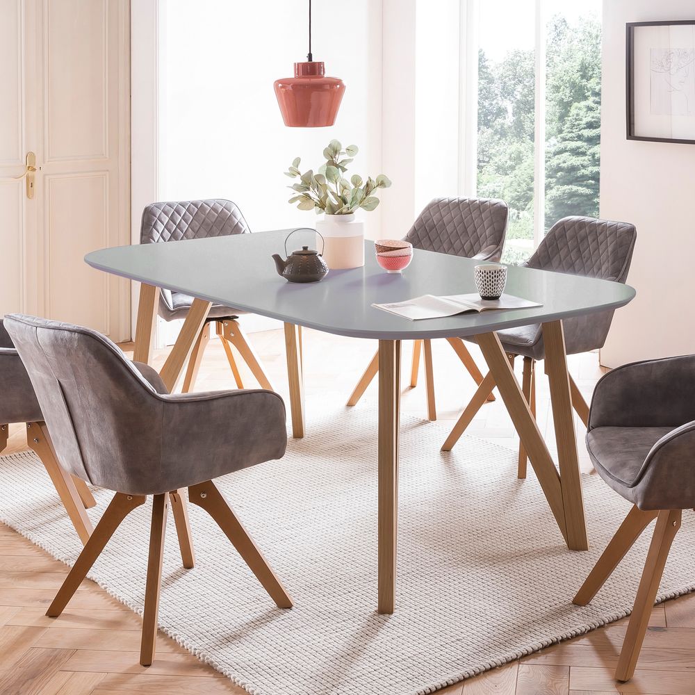 SalesFever »Aino-Mercur« Esszimmergruppe 5-teilig grau Esstisch 180x90 cm Image