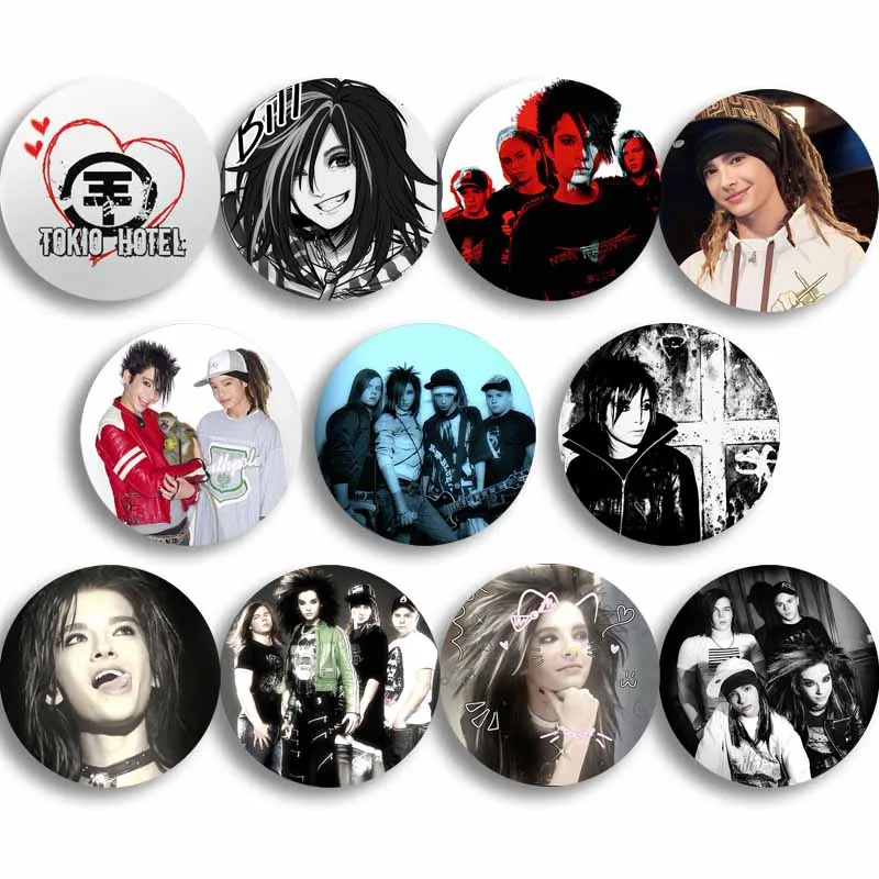 Retro Rock Band Tokio Hotel Brosche Pins Bill Kaulitz Rosa Knopf Pin Gothic Abzeichen Hemd Hut Zubehör Dekor Fans sammeln Geschenke
