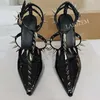 Zhima Frauen Pumps spitzen Zehen besetzt dünne High Heels Sandalen glänzende Party Prom hand gefertigte Damenschuhe Frau große Größe 39 43 45 47