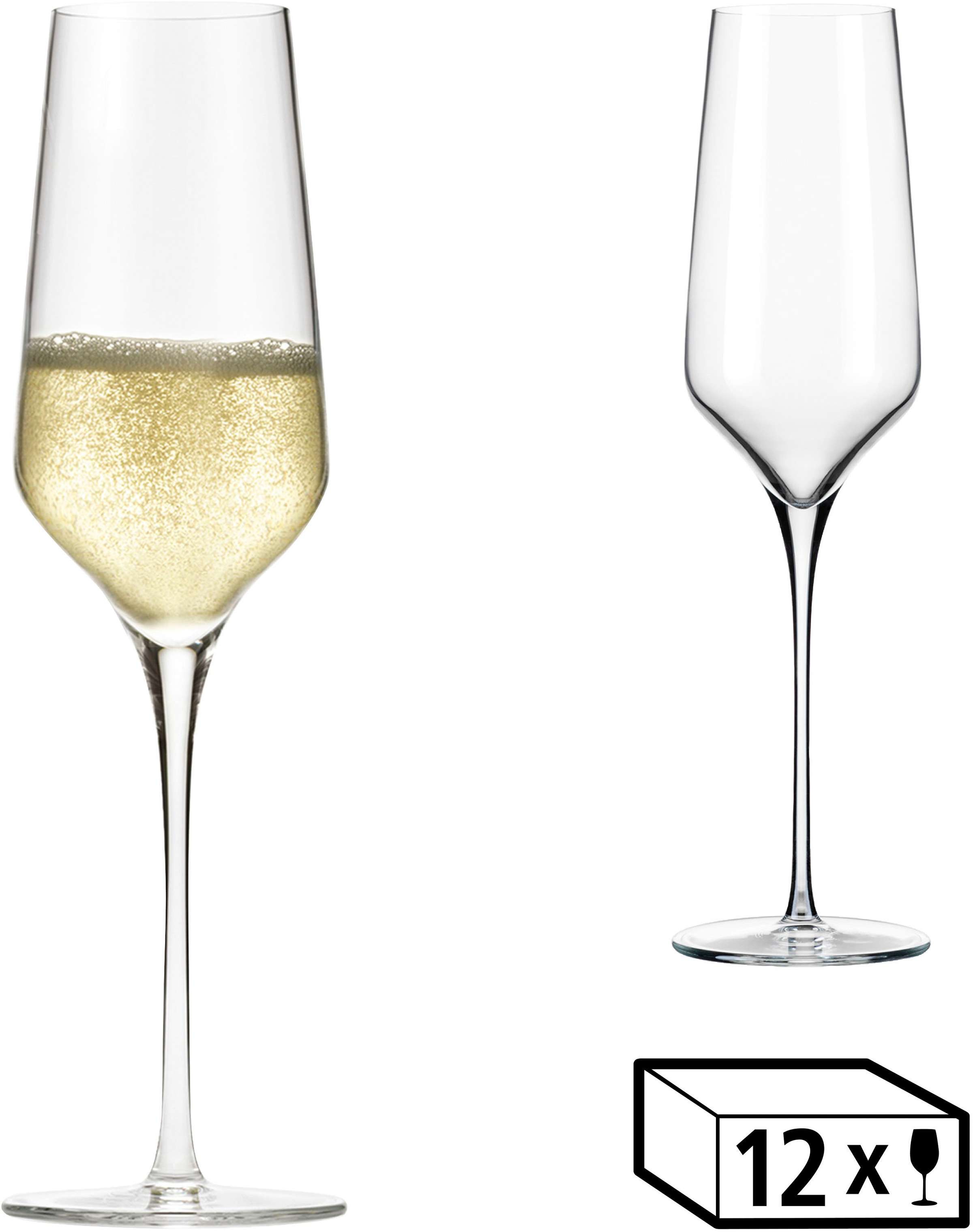 Sektglas LIBBEY "Libbey Gläser-Set -PRISM-, 12er Set", transparent, H:24cm Ø:7cm, Glas, Trinkgefäße, 244 ml, hochwertig verarbeitet, im modernen Design Image