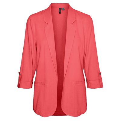 Kurzblazer VERO MODA "VMJESMILO 3/4 LOOSE BLAZER WVN GA NOOS", Damen, Gr. M (38), dubarry, Web, Obermaterial: 55% Viskose, 45% Leinen, unifarben, modisch, regular fit normal, V-Ausschnitt, 3/4-Ärmel, Blazer, mit Leinen Image