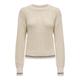 Strickpullover ONLY "ONLASA LS DETAIL O-NECK CC KNT", Damen, Gr. M (38), beige (birch detail:schwarz), Strick, Obermaterial: 60% Baumwolle, 40% Polyacryl, unifarben, modisch, regular fit, Rundhals, Langarm Rippbündchen, Pullover