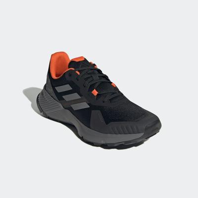 Trailrunningschuh ADIDAS TERREX "SOULSTRIDE TRAILRUNNING", Gr. 43, core schwarz, grau four, semi impact orange, Textil, Synthetik, sportlich, Schuhe Image