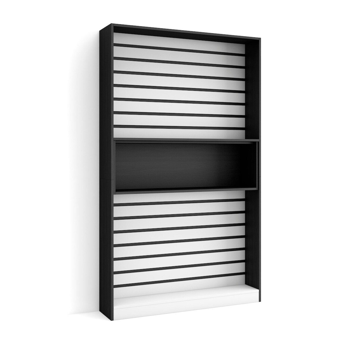 SKRAUT HOME Bücherregal, Holzregale, 110x25x186cm, Wohnzimmer - Büro, Für Bücher, Moderner Stil, Schwarz und Weiß - 73_1 Image