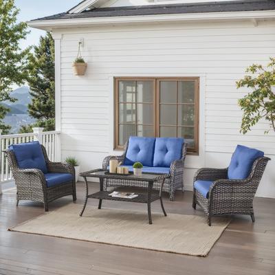 Outdoor Patio Chairs with Loveseat Table Grey-Blue - Grey