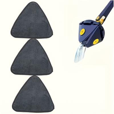 TEMU 3/5/10pcs Triangle Microfiber Mop Replacement Pads - Washable, Non-shedding, Stick-on Cleaning Cloths For Floors & Ceilings, Black, Easy Dust Removal, Pc Material, Microfiber Mop Pads Image