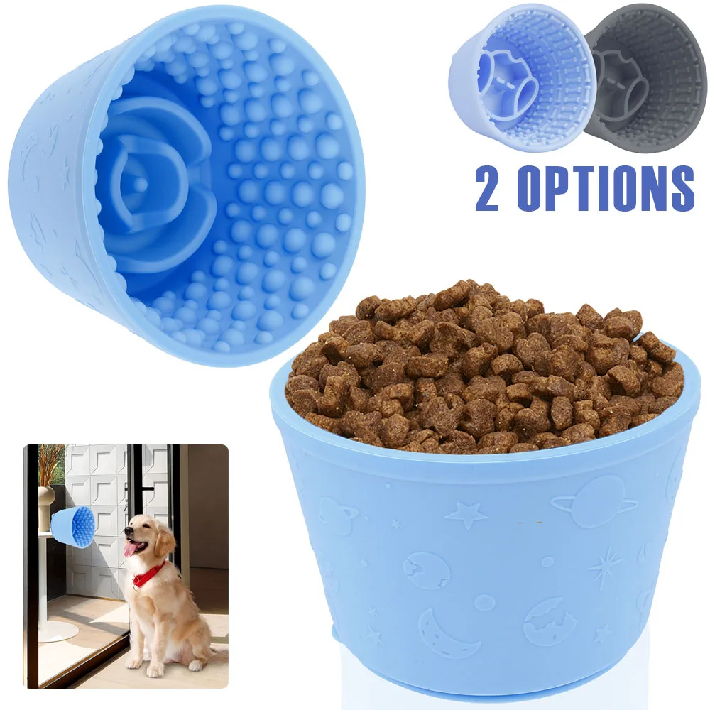 1/2Pcs Silikon Hund Schüsseln Anti Erstickung Hund Langsam Feeder Schüsseln mit Saugnapf Unten Temperatur Beständig Pet lecken Schüsseln Image