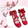 Kaname Madoka Anime Puella Magi Madoka Magica Cosplay Schuhe Frauen Lolita Rote Schleife High Heels Leder Stiefel Halloween Kostüm Prop