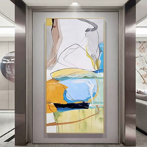 Mintura handgefertigte abstrakte Ölgemälde auf Leinwand, Wandkunst, Dekoration, modernes Landschaftsbild für die Inneneinrichtung, gerolltes, rahmenloses, ungedehntes Gemälde Image