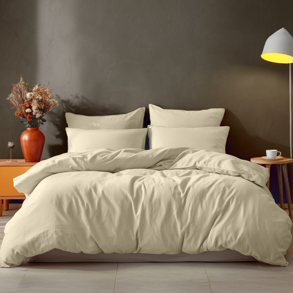 Parure 4 pièces lit 2 personnes Ficelle housse de couette 240x220