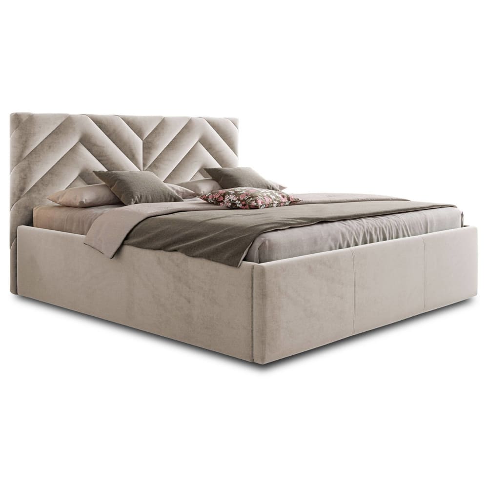 Lit coffre en Velours 180x200 cm beige