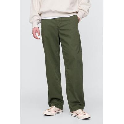 Gap Mens Khaki Green 90s Loose Herringbone Chinos - Khaki Green