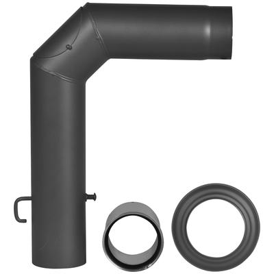 Ofenrohr FIREFIX, schwarz, B:14,5cm H:59cm L:49cm, Stahlblech, Rohre, Stahlblech, mit Drosselklappe Image