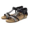 Sandale LASCANA "Sommerschuh", Damen, Gr. 42, schwarz, Obermaterial: 100% Lederimitat. Futter: 100% Lederimitat. Decksohle: 100% Lederimitat. Laufsohle: 100% Lederimitat, unifarben, Glitzer, modisch, Schuhe, mit Glitzersteinen, kleiner Keilabsatz,...