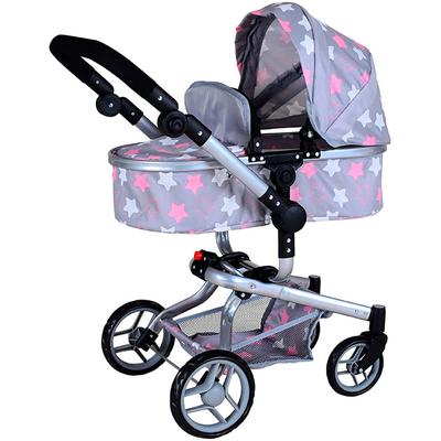 Kombi-Puppenwagen KNORRTOYS "Boonk - star grey pink", star grau pink, Puppenwagen, KinderB:42cm H:80cm T:59cm, Metall, Kunststoff, Stoff, B:42cm H:80cm T:59cm