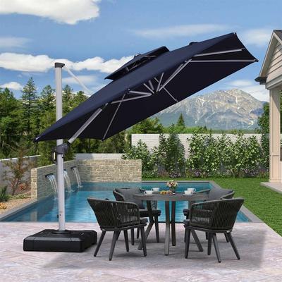 PURPLE LEAF Double Top Deluxe Square Patio Cantilever Umbrella 360 Degree Rotation 9ft/10ft/11ft/12ft Outdoor Classic Umbrella