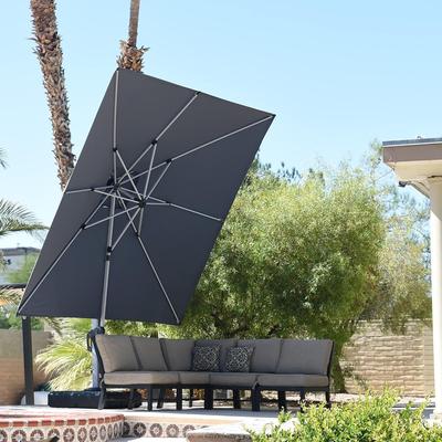 PURPLE LEAF Double Top Deluxe Square Patio Cantilever Umbrella 360 Degree Rotation 9ft/10ft/11ft/12ft Outdoor Classic Umbrella