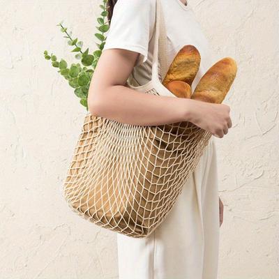 TEMU Reusable Fruit Vegetable Bag Washable Mesh Grocery Bags String Bags Net Shopping Bags Mesh Bags For Fruit Storage Image