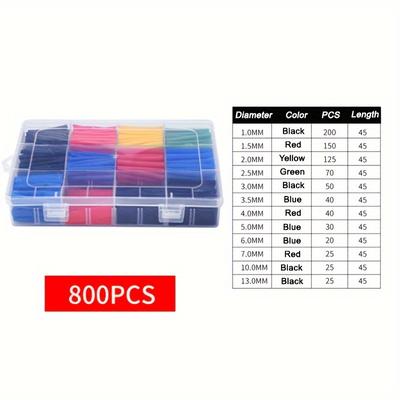 TEMU 800pcs Vibrant Insulated Heat Shrink Tubing Kit - Insulated Heat Shrink Tubings For Marine, Automotive, Motorcycle, And Boat Electrical Wiring - , Corrosion-resistant, And