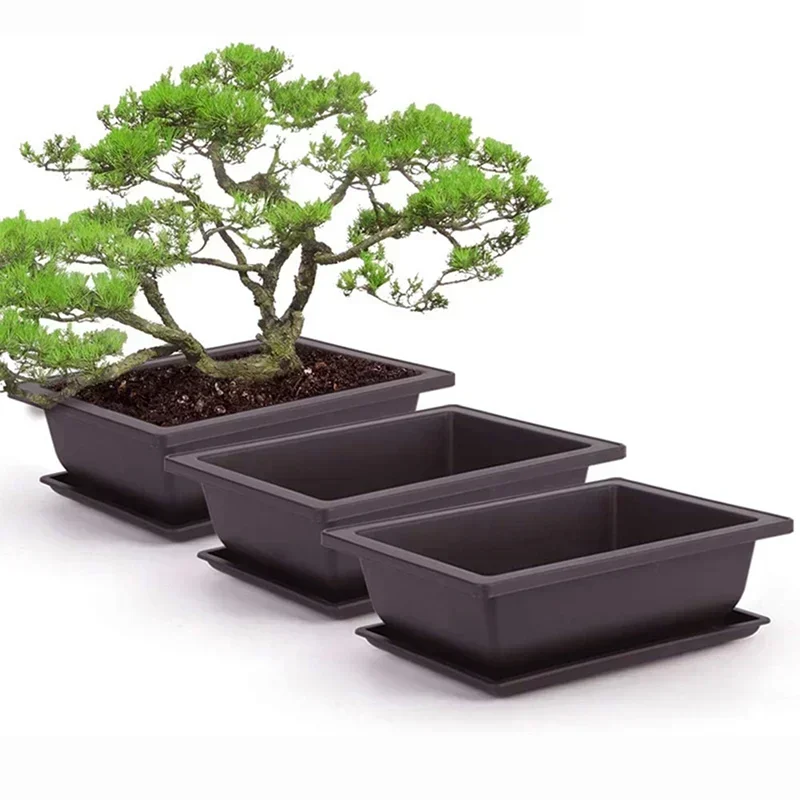 Vaso da fiori in plastica Balcone Vasi quadrati Fiore Bonsai Ciotola Vivaio Bacino Fioriera in plastica Imitazione Rettangolo Vasi per piante Decor