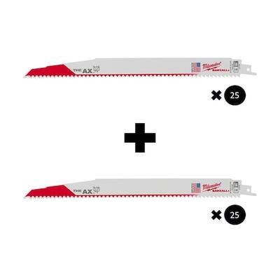 MILWAUKEE TOOL 48-00-8027, 48-00-8027 12" 5 TPI The Ax Sawzall Blade, Total 50
