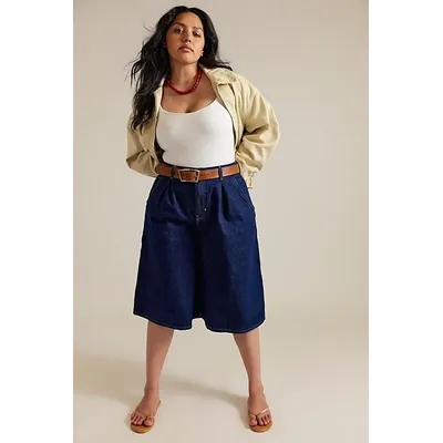 CRVY Antonia Culotte Jeans by We The Free at Free People in Inky Blue, Size: 27