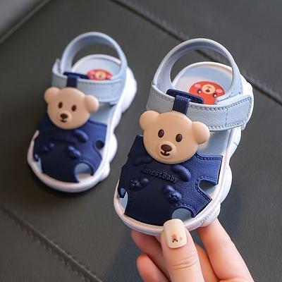 TEMU Trendy Cute Cartoon Bear Sandals For Boys, Breathable Non-slip Sandals For Summer
