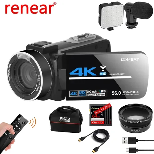 Fotocamere digitali da 56 MP Telecamere per visione notturna IR Webcam WIFI 4K Zoom digitale 18X per videocamera portatile Youtube professionale