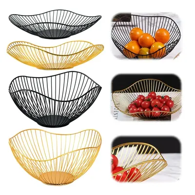 Iron Fruit Basket Fruit Container Bowl Home Creative Drain Display Basket Table Bread Snacks Tray Storage Snacks P2I4