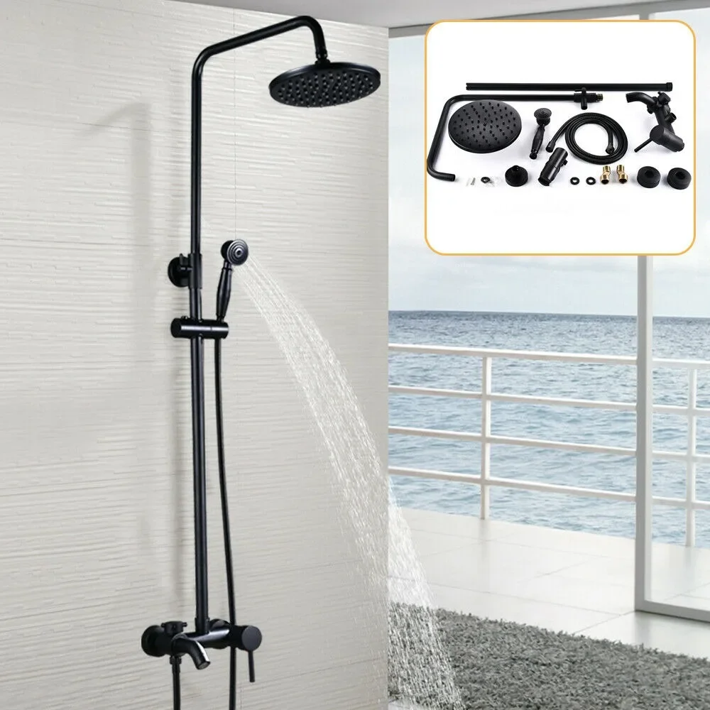 Duschsystem, Wandmontage-Duscharmatur-Set aus Edelstahl, höhenverstellbares Duschset 80–120 cm, für Badezimmer, Mattschwarz