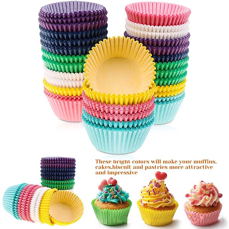 100 Stück Muffins Papier Cupcake Wrapper Back becher Fälle Muffin Boxen Kuchen Tasse Dekorations werkzeuge Küche Kuchen Werkzeuge DIY Image