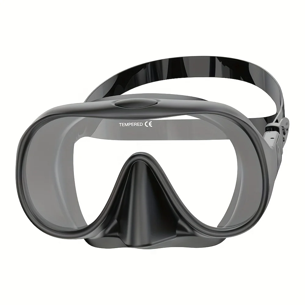 Rahmenlose Tauchmaske HD Panorama Ultra Wide View Schnorchel-Schwimmbrille aus gehärtetem Glas, geeignet für Erwachsene Image