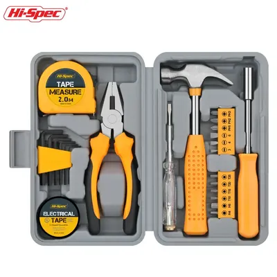 Hi-Spec 24-Piece Compact Home & Office Yellow DIY Hand Tool Kit Set for Household Improvement