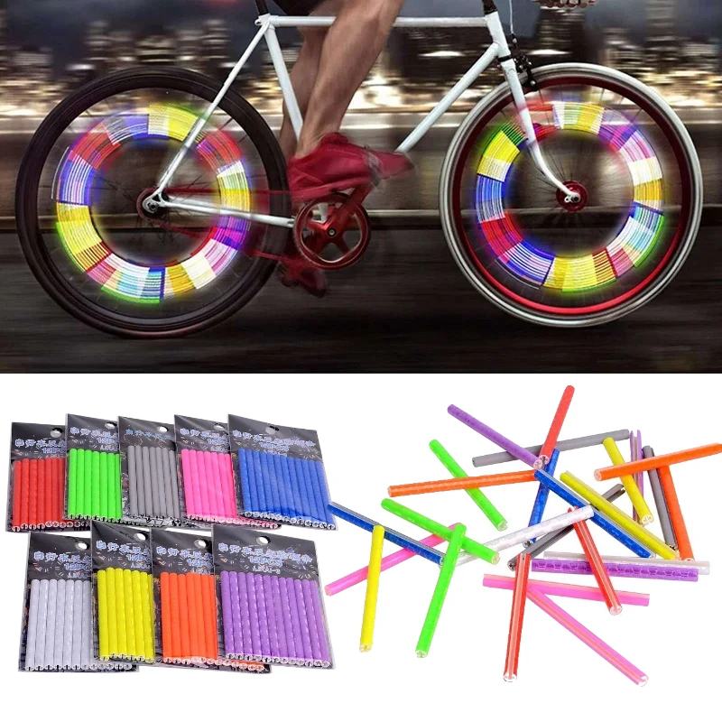 12 teile/beutel Fahrrad Speichen Reflektierende Streifen Fahrrad Reiten Felge Speichen Montieren Clip Rohr 7,5 cm Fahrrad Speichen Aufkleber Rohr Warnung streifen Image