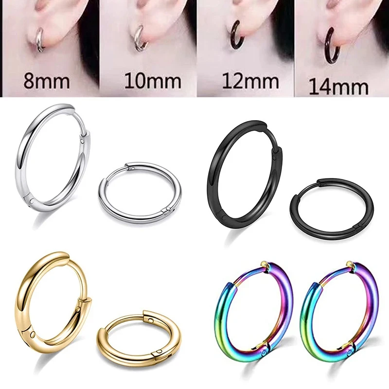 1pcs 2024 neue einfache Edelstahl kleine Creolen für Frauen Männer Knorpel Ohr Piercing Schmuck pen dientes hombre mujer Image