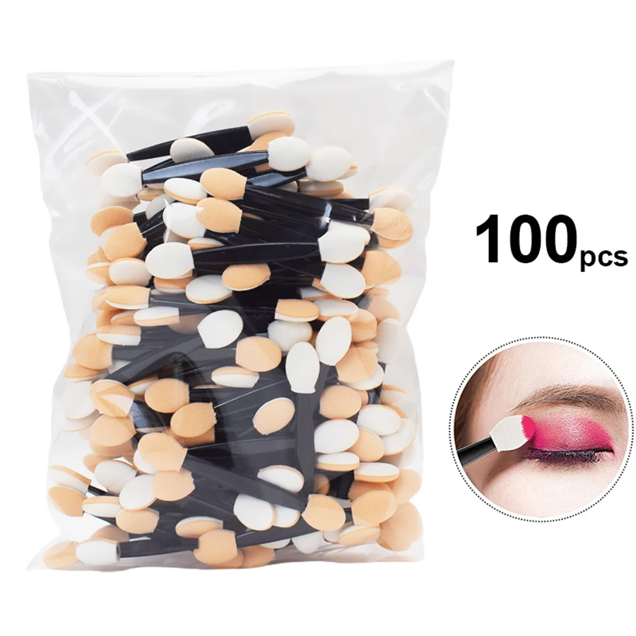 50/100pcs/bag kleine tragbare Lidschatten applikatoren in loser Schüttung Doppels chwamm Lidschatten pinsel Make-up Mini-Werkzeuge Großhandel Image