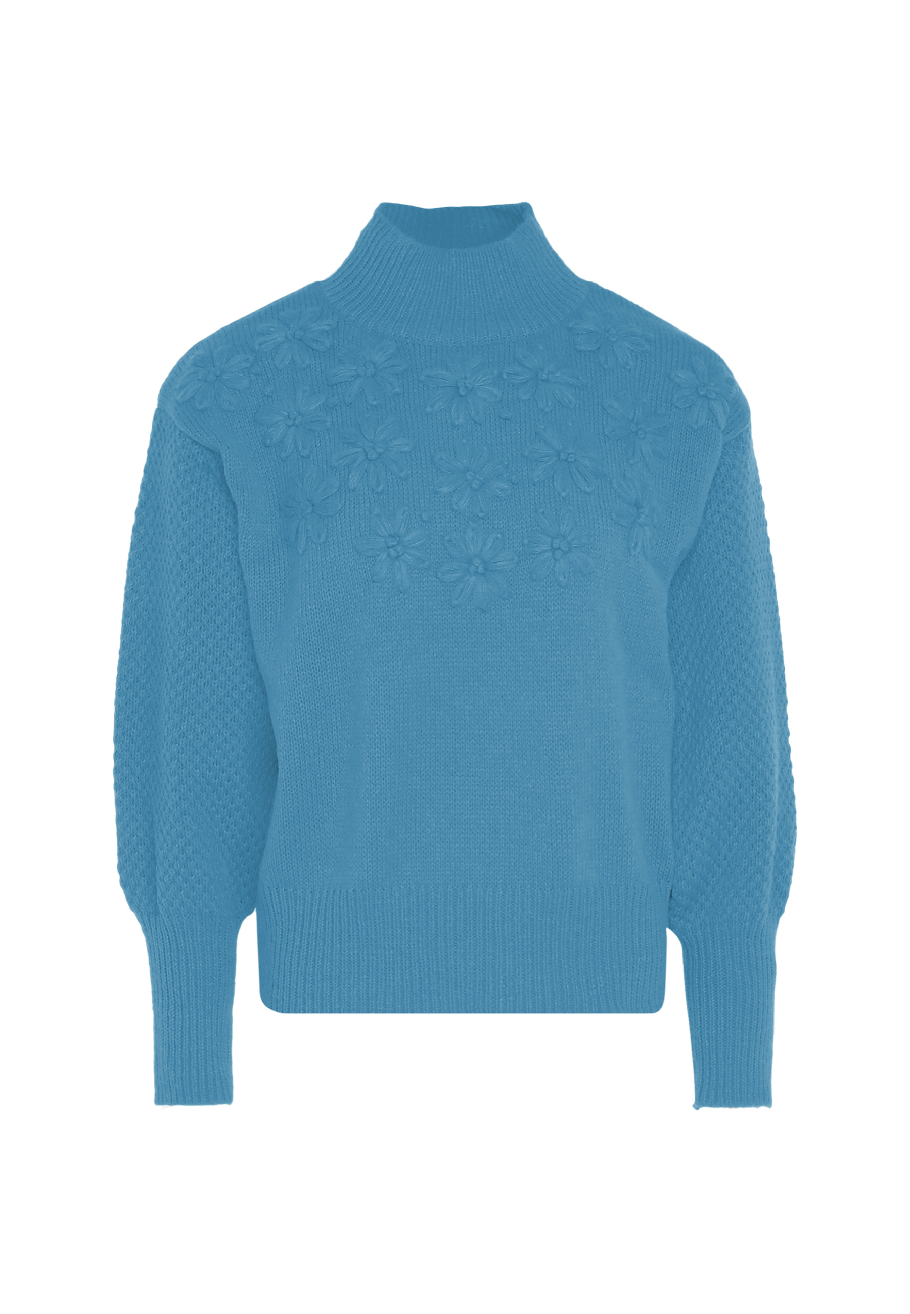Mymo Pullover mit Blumenstick Damen türkis Image