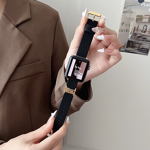 Solo-Loop Kompatibel mit Apple Watch Armband 38mm 40mm 41mm 42mm 44mm 45mm 49mm Verstellbar PU - Leder Ersatzarmband für iwatch Ultra 2 Series 9 8 7 SE 6 5 4 3 2 1 Image