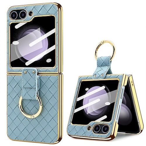 Handy Hülle Handyhüllen Für Samsung Galaxy Z Flip 6 Z Flip 5 Z Flip 4 Z Flip 3 Rückseite Ringverschluss Stoßfest Retro PU-Leder Image