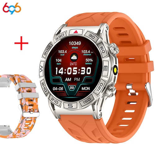 696 KC80 Smartwatch 1.43 Zoll Smartwatch Fitnessuhr Bluetooth EKG PPG Schrittzähler Anruferinnerung Kompatibel mit Android iOS Damen Herren Freisprechanlage Nachrichterinnerung IP 67 47mm Image