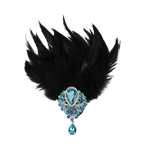 Retro Vintage 1920er Kopfschmuck Maskerade Flapper-Stirnband Der große Gatsby Charleston Feder Kostüm Damen Halloween Karneval Maskerade Cocktailparty Abschlussball Hochzeitsfeier Teenager Erwachsene Image