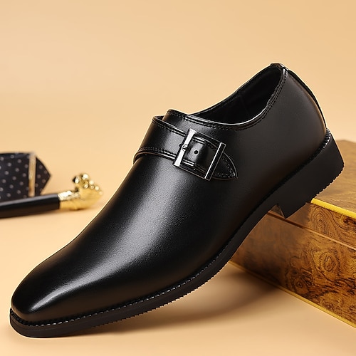 Monkstrap-Schuhe aus hochwertigem Kunstleder für Herren – klassische, braune, formelle Slipper mit Schnallendetail, perfekt für das Business und formelle Anlässe Image