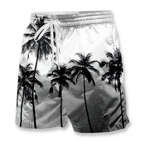 Herren Kokospalme 3D-Druck Badehosen Badeshorts Boardshorts Mittlere Taille Hawaiianisch Lässig Urlaub Ferien Strandbekleidung Seitentaschen Netzfutter Elastischer Kordelzug in der Taille Designer Image