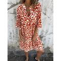 Damen kleid lang Casual kleid A Linie Kleid Sommerkleid Boho-Kleid Stilvoll Brautkleider schlicht Urlaub Täglich Regular Fit Blumen Halbe Ärmel V Ausschnitt Schwarz Wein Blau Sommer